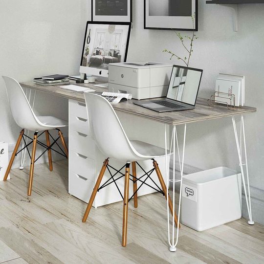 Компьютерный стол лофт SPACE LS20-2LG/RUANDA-WHITE