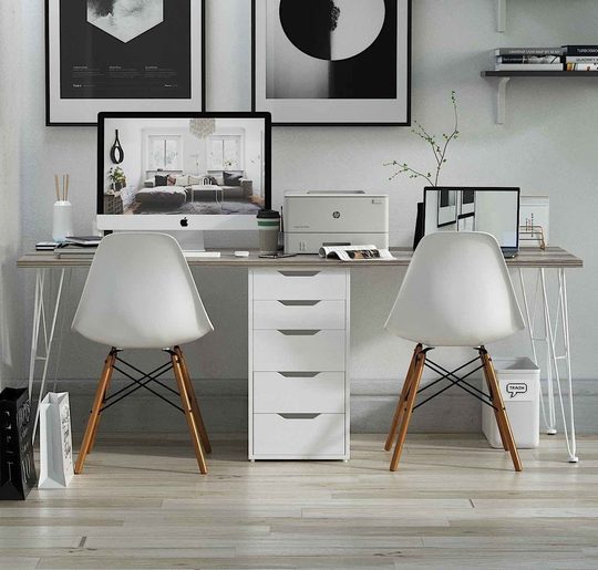 Компьютерный стол лофт SPACE LS20-2LG/RUANDA-WHITE